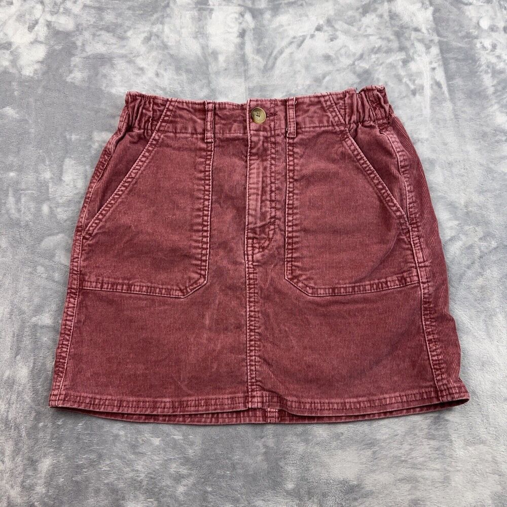 American Eagle Women's Pink Corduroy Mini Pencil Skirt Stretch Waist Size 0
